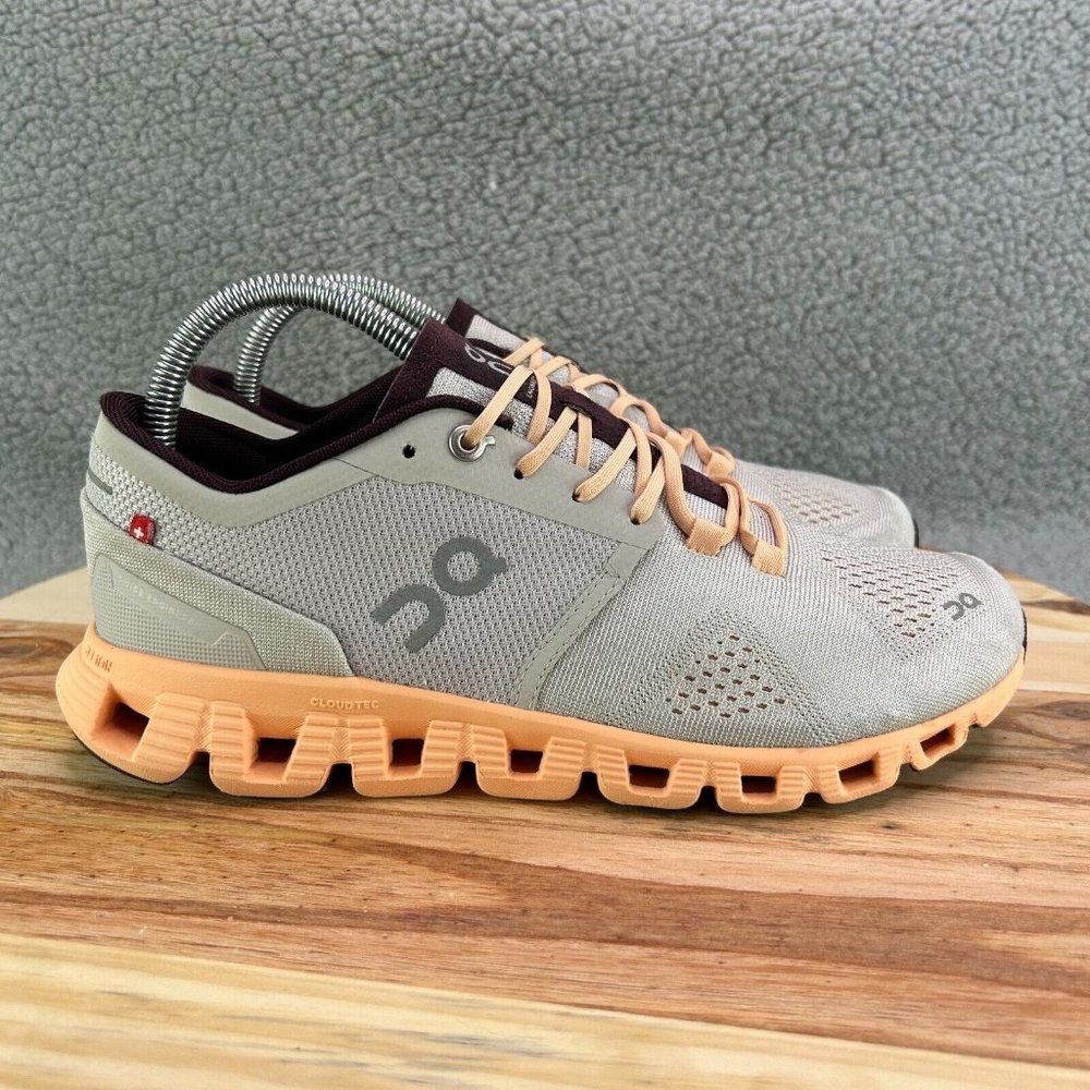 On Cloud X 2.0 Gray Orange Sneakers Running Shoes Women's Sz 8